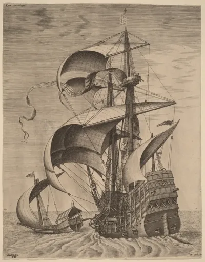 Armed Three-Master on the Open Sea, Accompanied by a Galley