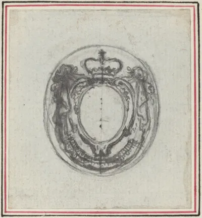 Armorial Cartouche with Crown and Swags