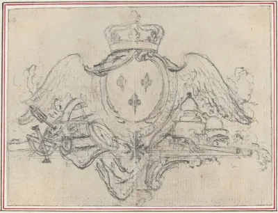 Arms of the King of France with Wings and Scientific Instruments