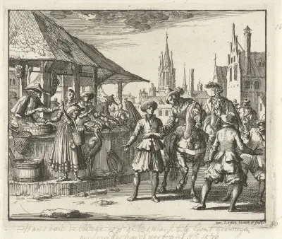 Arrestatie van Hans van der Wege op de Vismarkt te Gent, 1570