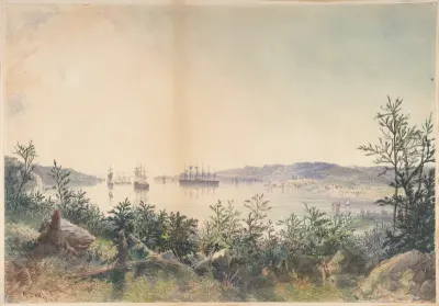 Arrival in Trinity Bay, Newfoundland: The Cable Passed to the Paddle-box Boat of the Terrible, etc.