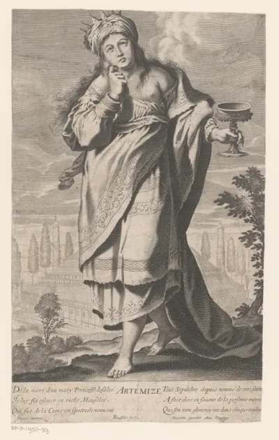 Artemisia II bij het mausoleum van Halicarnassus