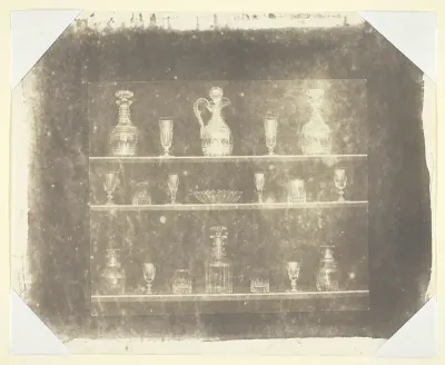 Articles of Glass on Three Shelves