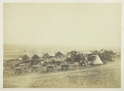 Artillery Waggons, Balaklava in the Distance