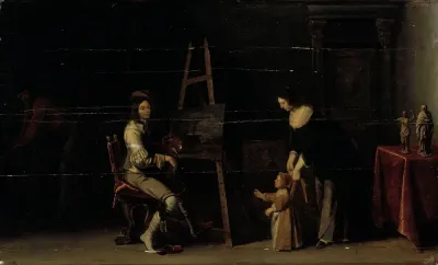 Artist at his studio