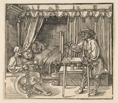 Artist Drawing a Portrait of a Man