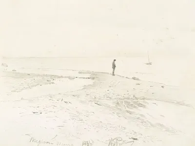 Artist Konstantin Pervukhin by the Seashore