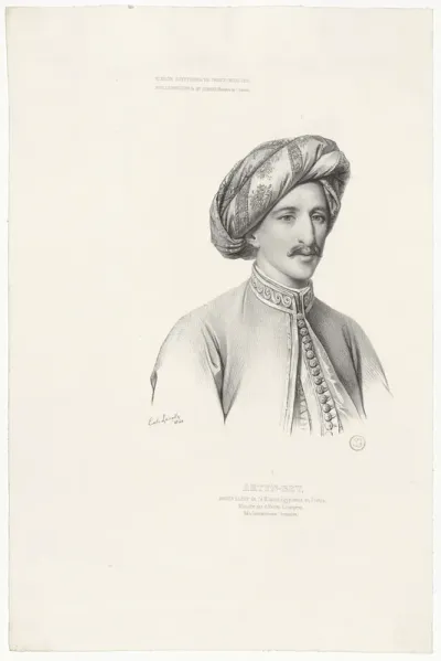 Artyn-Bey, Ancien élève de la Mission égyptienne en France, Ministre des Affaires étrangères, Né à Constantinople (Arménien). [Lith. de] Emile Lassalle. 1840