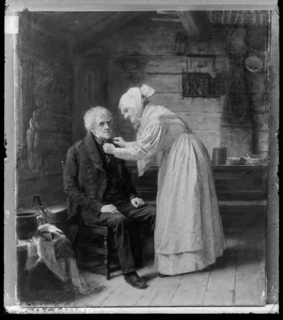 Arvid Liljelund: "Valmistelu kirkkomatkalle" vuodelta 1872