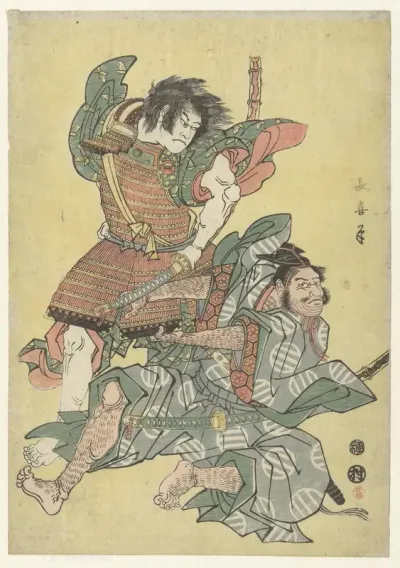 Asahina no Saburo in gevecht met Soga no Goro