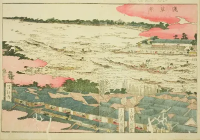 Asakusa Festival (Asakusa matsuri), from the illustrated book "Picture Book of Amusements of the East (Ehon Azuma asobi)"