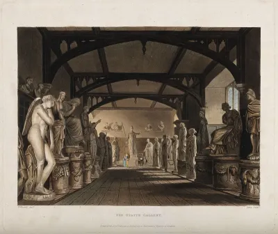 Ashmolean Museum, Oxford: panoramic view of the statue gallery