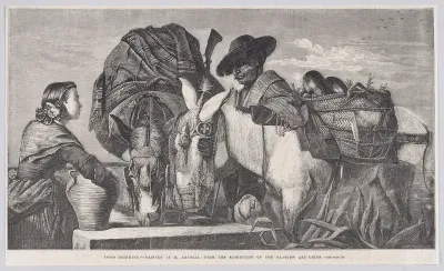 Asses Drinking, from "Illustrated London News"