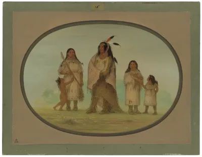 Assinneboine Warrior and His Family