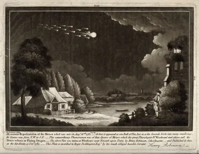 Astronomy: a meteor shower in the night sky