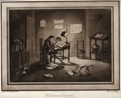 Astronomy and mathematics: Samuel Vince reading in his rooms at Sidney Sussex College, Cambridge, by the light of a shaded lamp