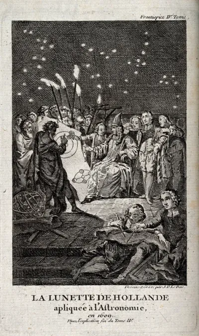 Astronomy: Galileo, after using the telescope on the bell-tower of St Mark's Square, Venice, demonstrates his findings to the Doge, 1609