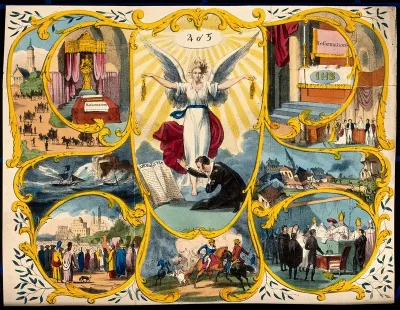 Astronomy: various apocalyptic scenes, including earthquake, war, and shipwreck