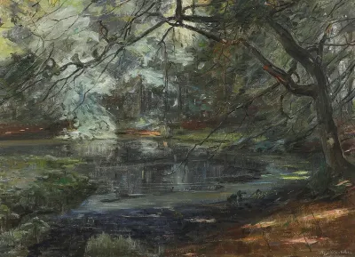 At a forest lake.