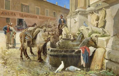 At a fountain outside Rome on Via Flaminia