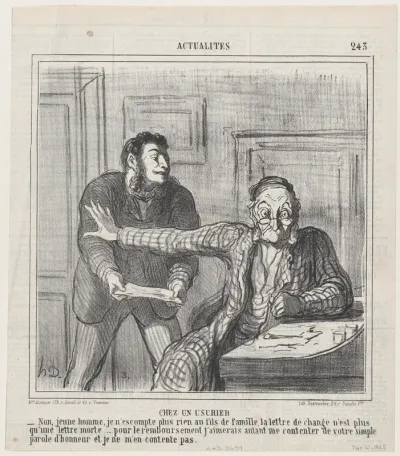 At a usurer's, from 'News of the day,' published in Le Charivari, March 21, 1865