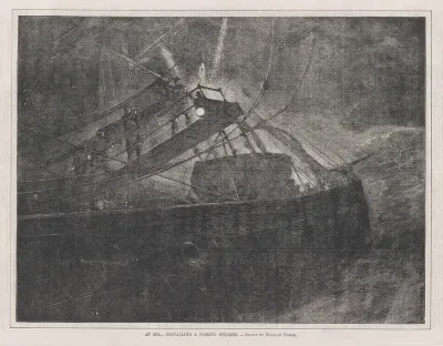 At Sea—Signalling a Passing Steamer (Every Saturday, Vol. II, New Series)
