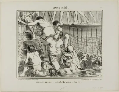 At the Deligny Baths. - The ladder at 4 p.m., plate 33 from Croquis D'été