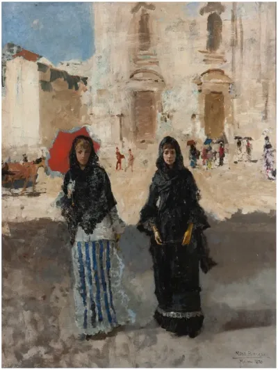 At the exit from the church