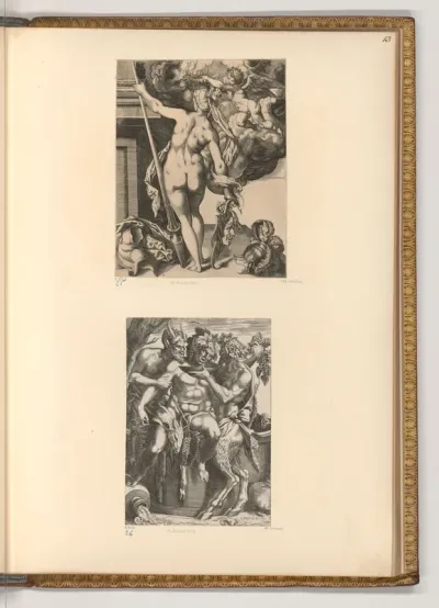 Athene; Silen mit Satyren