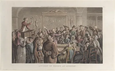 Auction of Relics at Avignon, from "Journal of Sentimental Travels in the Southern Provinces of France, Shortly Before the Revolution"