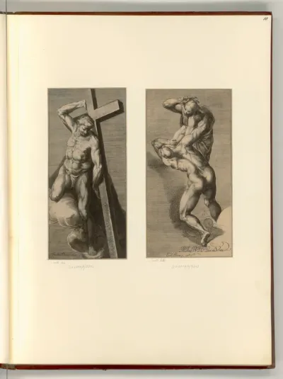Auferstandener mit dem Kreuz; Zwei Verdammte (Jüngstes Gericht, Sixtinische Kapelle)