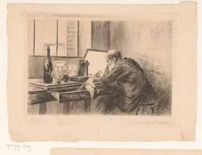 Auguste Danse aan het etsen