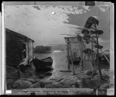 Aukusti Uotila: "Kalastuspaikka kuutamolla" vuodelta 1883