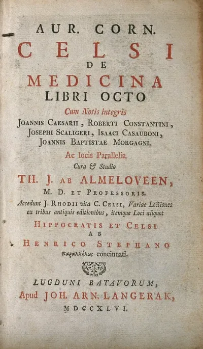Aurelius Cornelius Celsus: titlepage to De medicina libri octo