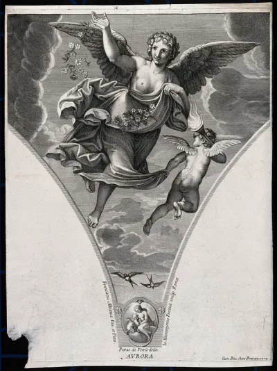 Aurora [Eos]. Engraving by G.H. Frezza, 1704, after P. de Petris after F. Albani