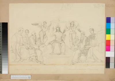Ausschnitt aus Raffaels Fresko der Dreifaltigkeit mit Heiligen in der Capella San Severo in Perugia