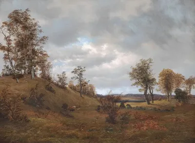 Autumn landscape with hills.