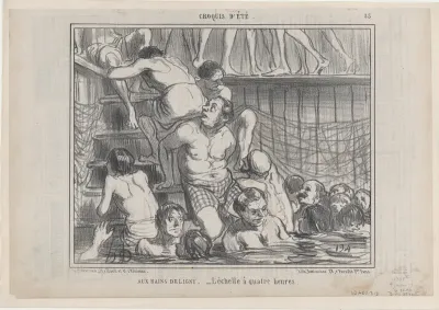 Aux Bains Deligny, from Croquis Été, published in Le Charivari, July 9, 1858