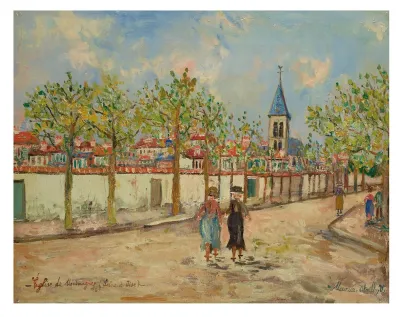 Avenue des Tilleuls, l'église de Montmagny (Val d'Oise)