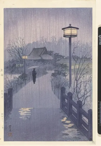 Avondregen bij de Shinobazu vijver