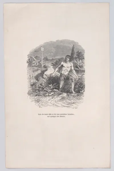 Away from all help and without pants, on some deserted shore, from "Little Miseries of Human Life"