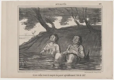 Ayant enfin trouvé..., from Actualités, published in Le Charivari, August 14, 1857