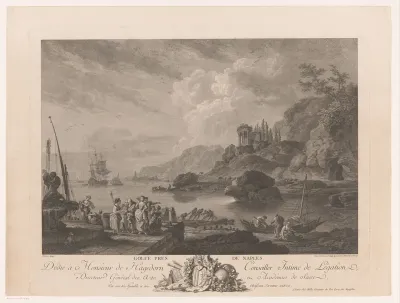 Baai bij Napels met een fontein