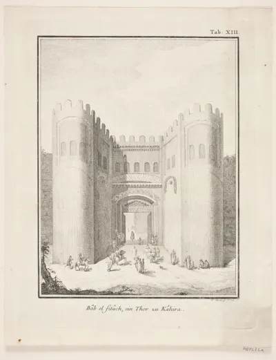 Bab el fituch, ein Thor zu Kahira. Illustration til Niebuhrs "Reisebeschreibung nach Arabien ", 1. del