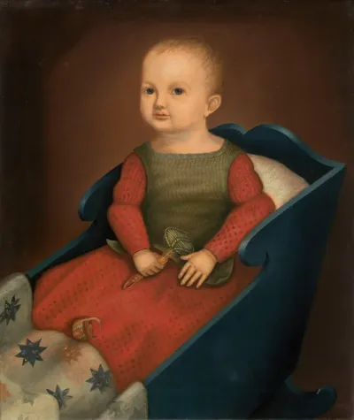 Baby in Blue Cradle