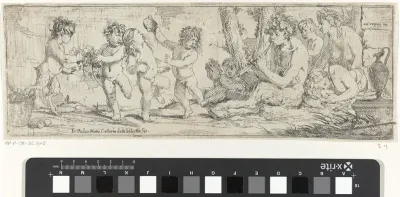 Bacchanaal met saters en putti