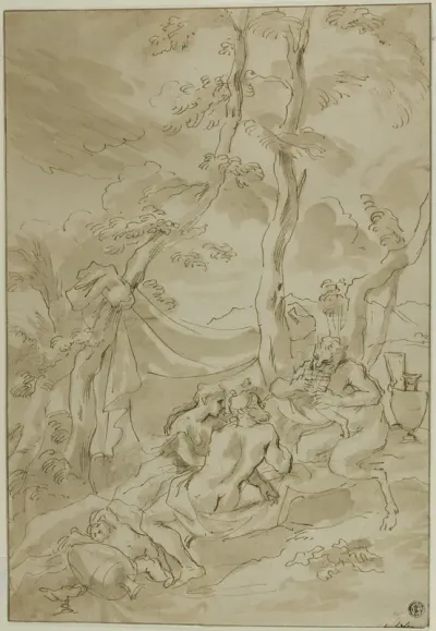 Bacchanale, with Satyr Playing Reeds