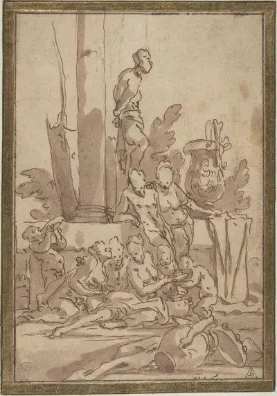 Bacchanalian Group with Children Drinking