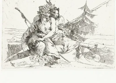 Bacchante en sater en vrouwelijke faun