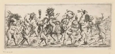 Bacchantische optocht met putti